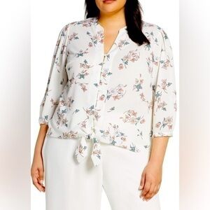 NWOT 1. State Floral Belle Tie Top - 1X